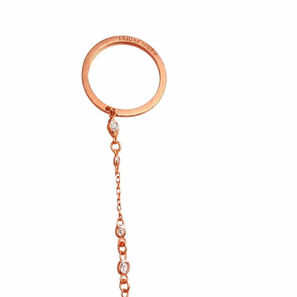 Henri Bendel Rose Gold Jeweled Hand Chain Bracelet Ring - Picture 2 of 3